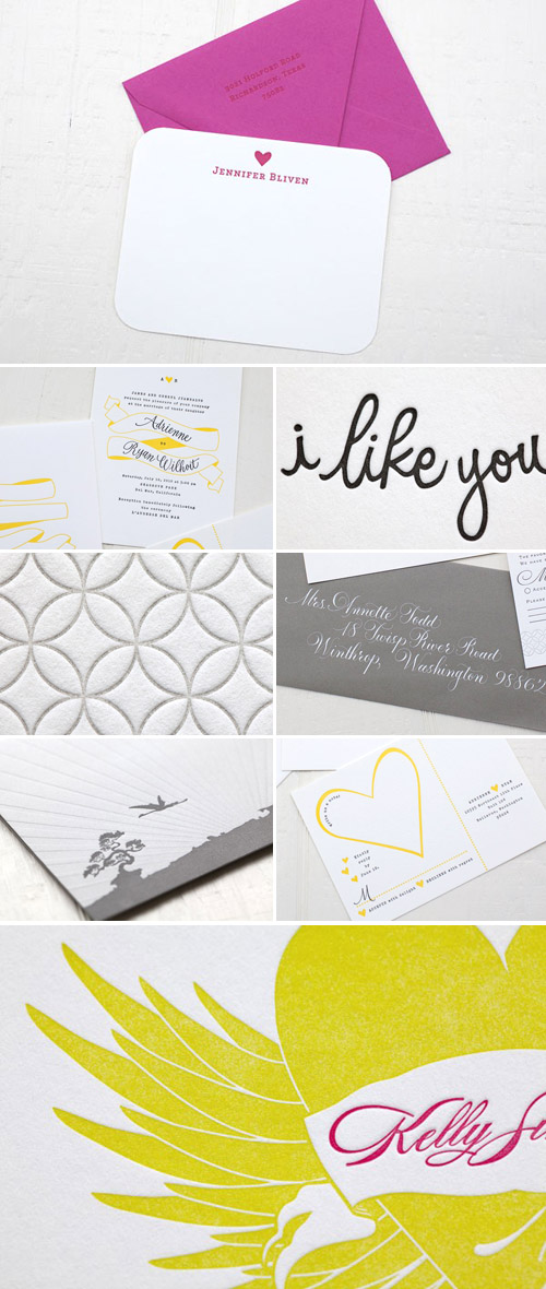 personalized letterpress wedding invitaitons, thank you notes and stationery from Ephemera