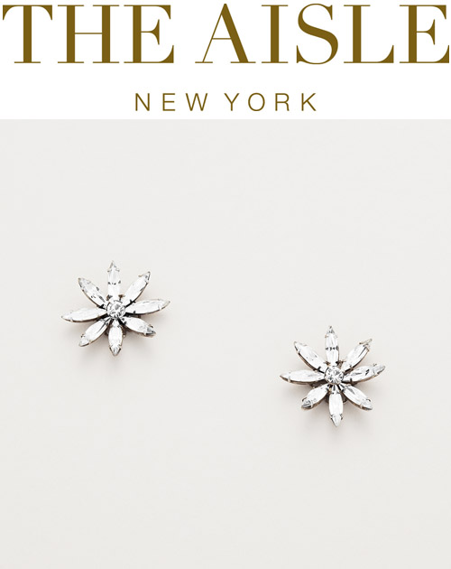 Swarovski crystal flower earrings, wedding accessories by Janis Savitt at The Aisle New York