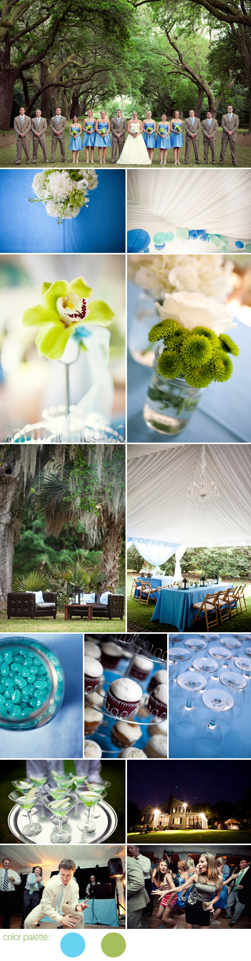 Charleston, South Carolina wedding at The Legare Waring House, sky blue and green wedding color palette, photos by The Schultzes 