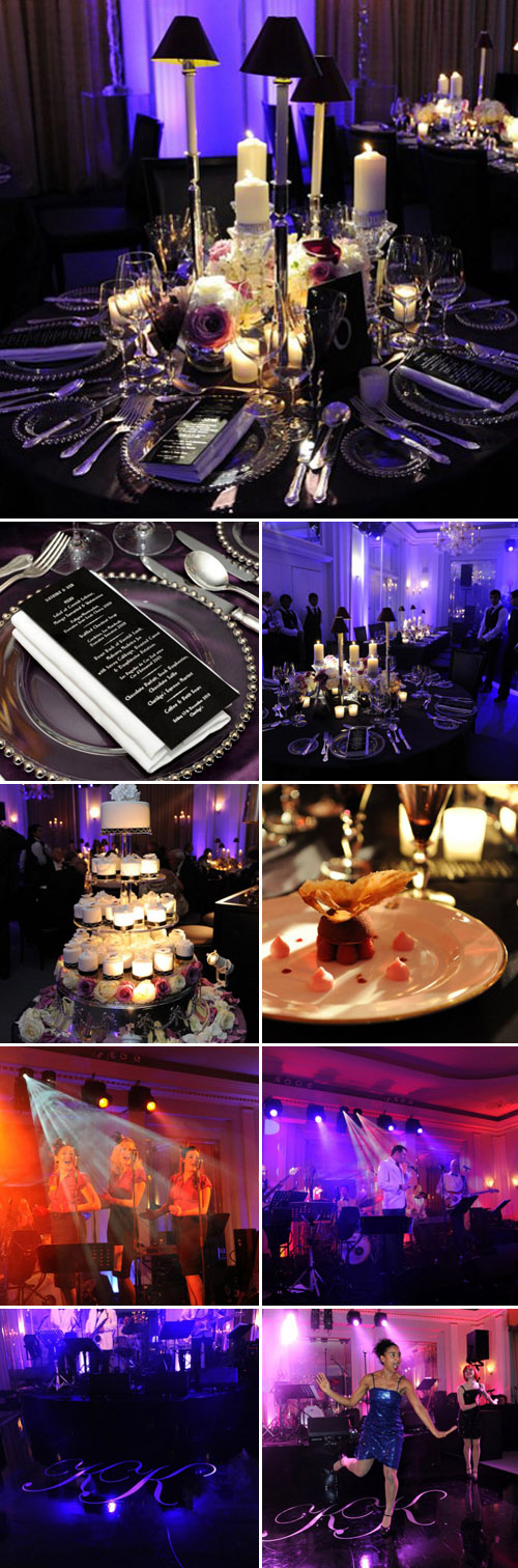 Mark Niemierko purple and black art deco chic wedding at Claridge's Hotel, London, photos by Allora Visuals