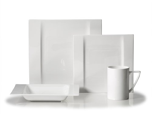 Modern White square dinnerware for your bridal registry from Mikasa