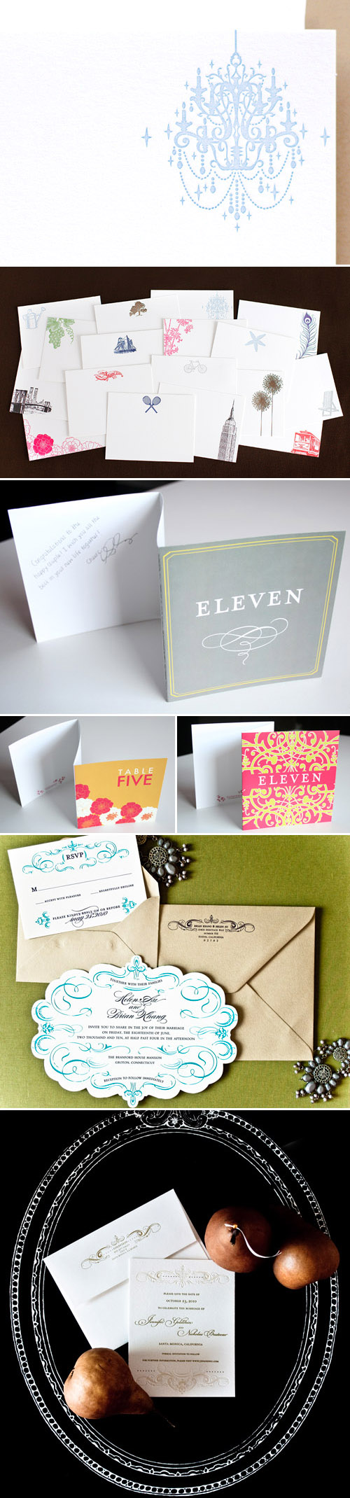 personalized notecards, thank you cards, custom wedding invitations and table numbers from Papeterie