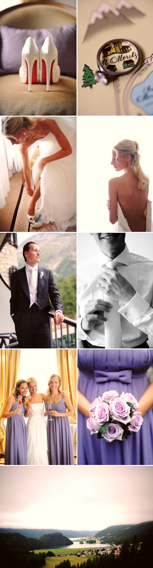 stunning purple and lavender wedding in St. Moritz, Switzerland, photos by Andrea & Marcus Photography