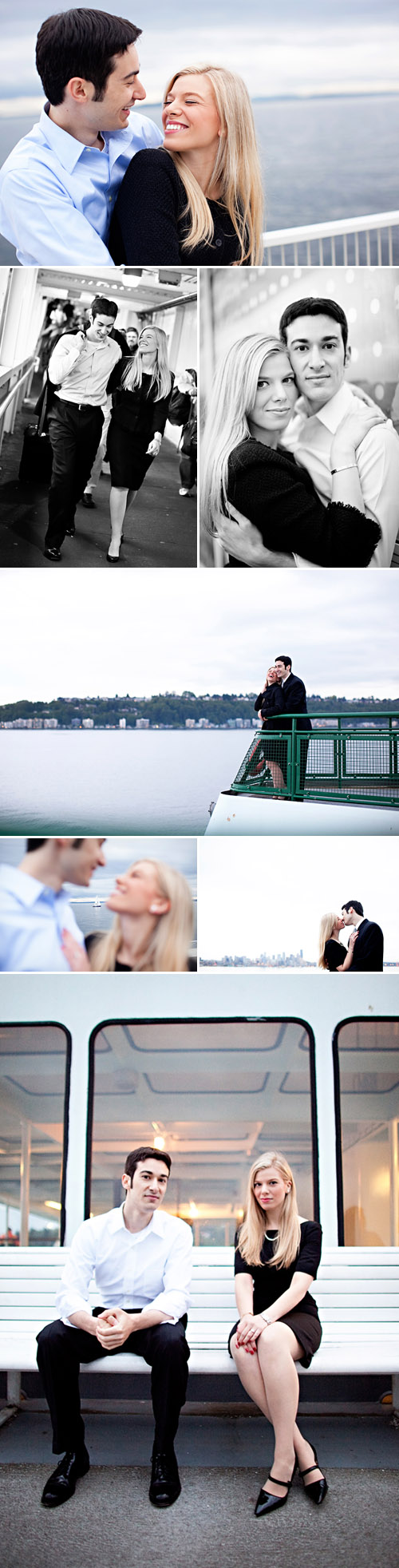 real Seattle engagement photo session on a ferry, images by GH Kim Photography