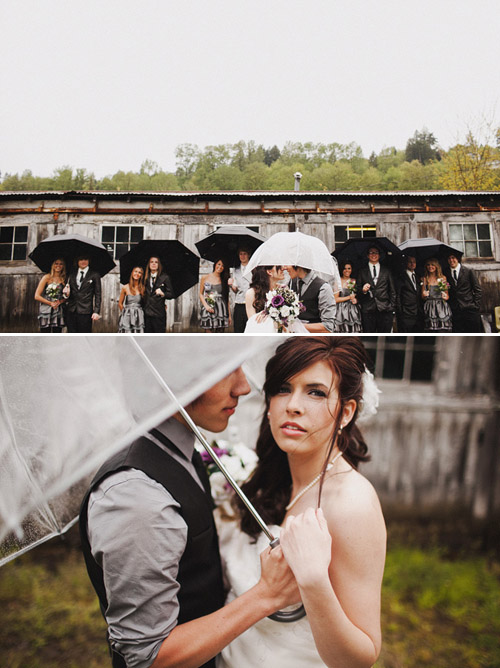 beautiful wedding party portraits on a rainy day, Benj Haisch Photography