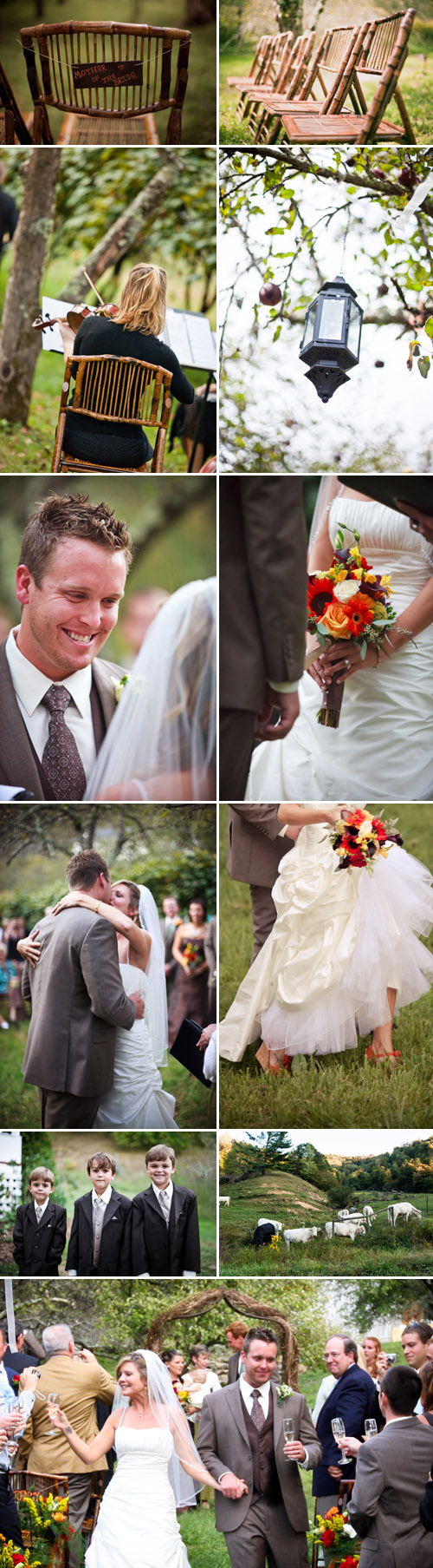 rustic fall colors apple orchard wedding at Old Orchard Creek in Lansing, North Carolina, wedding photos by Jeremie Barlow Photography