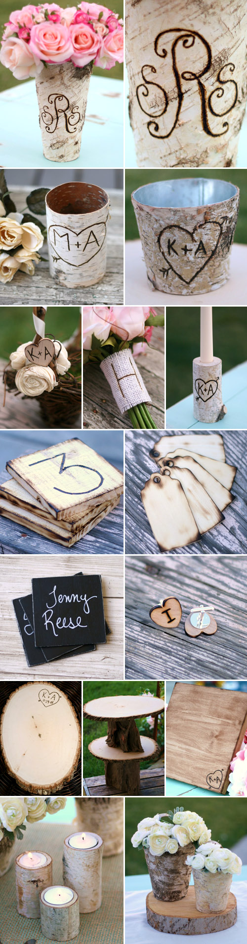 rustic woodland wedding decor and accessories from Bragging Bags on Etsy.com