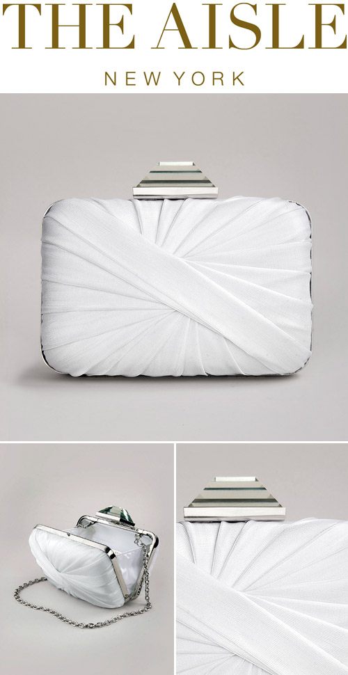 Sondra Roberts Twisted Minaudiere, white bridal clutch from The Aisle New York