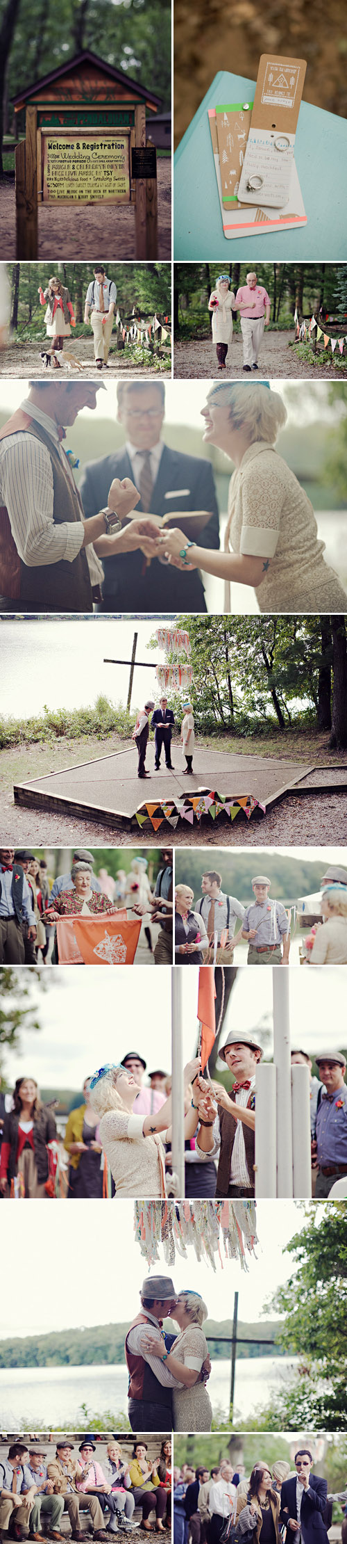 vintage summer camp inspired wedding in Michigan, creative alternative wedding photos by Kat Braman
