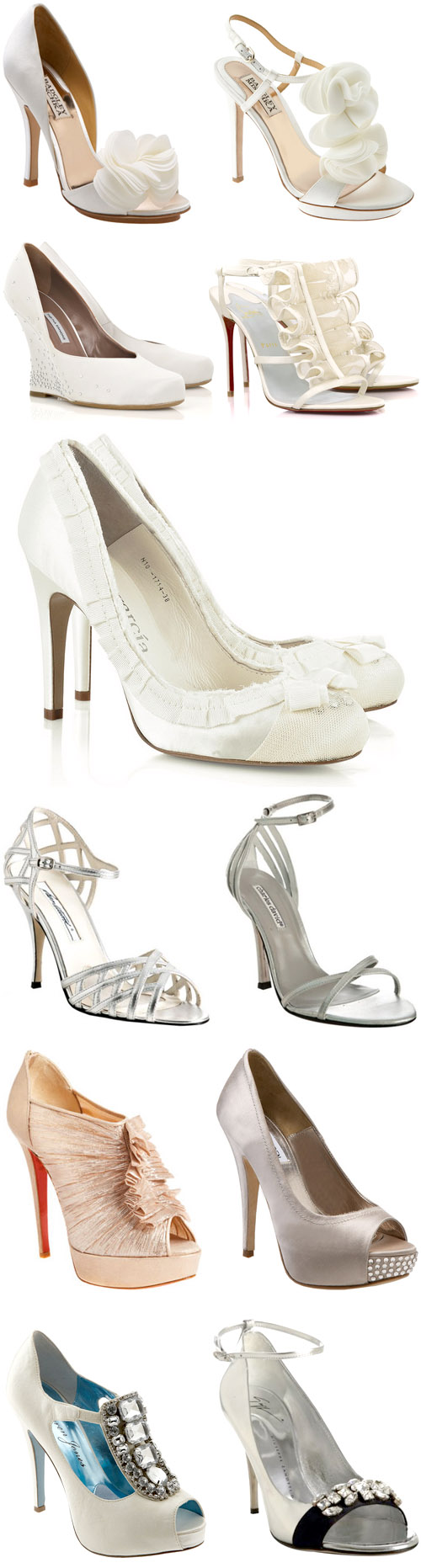 white, silver and metallic wedding shoes