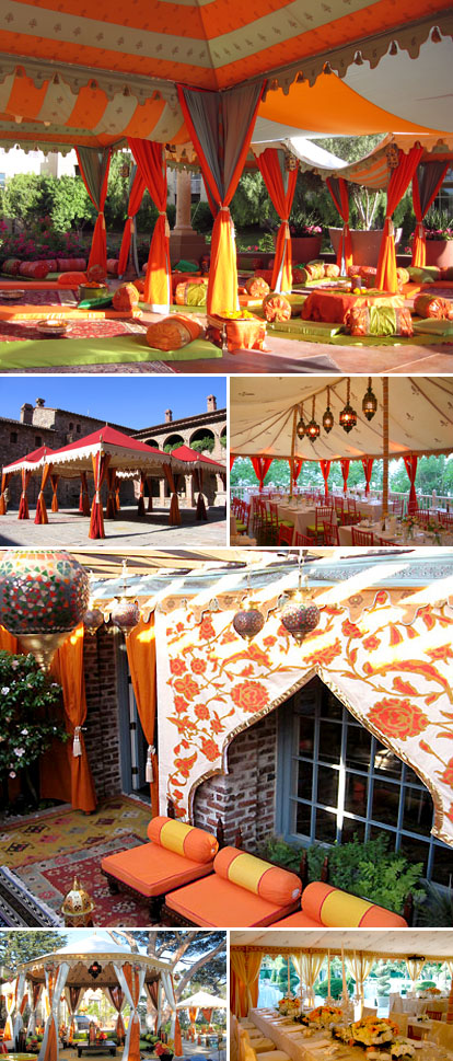 Raj Tents, orange, red and gold wedding color palette
