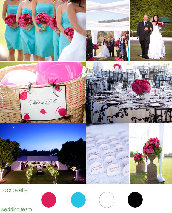 real wedding, teal and fuschia color palette, santa barbara, california, photos by: tim halberg, flowers by: cody floral designs