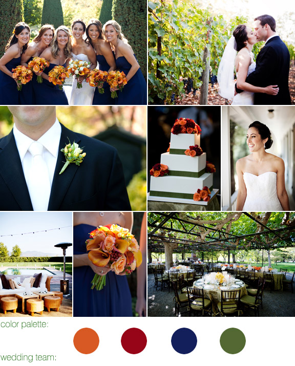 seasonal fall color palette - beaulieu gardens, napa valley ca - real wedding - photography by: jennifer bowen