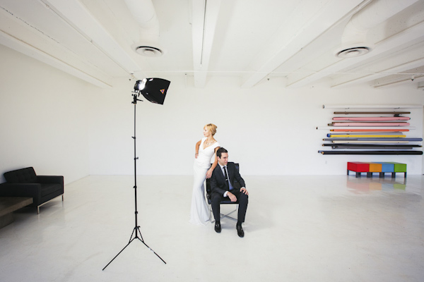 modern and fashion focused engagement shoot at American Cement Building in Los Angeles, photos by Callaway Gable, California wedding photographer | via junebugweddings.com