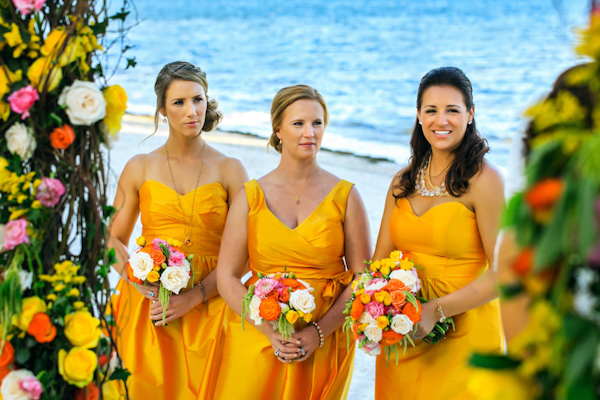 yellow bridesmaid dresses, photo by Zasil Studio | via junebugweddings.com