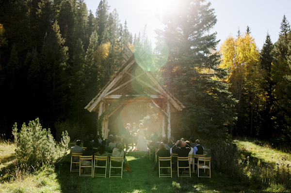 rustic mountain wedding ceremony, photo by Chowen Photography | via junebugweddings.com