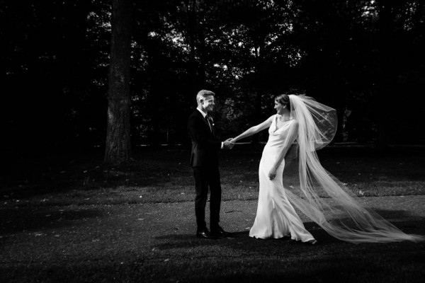 stunning black and white wedding portrait
