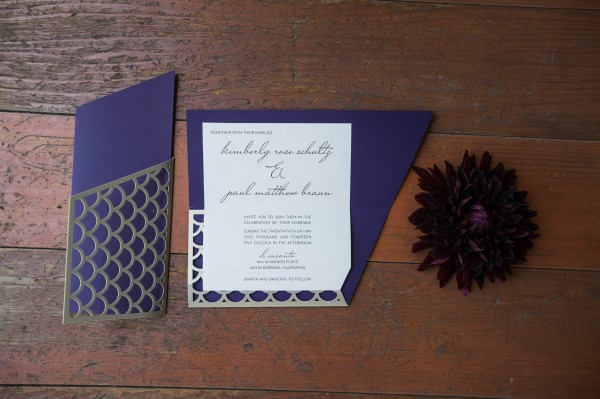 fish scale motif wedding invitations