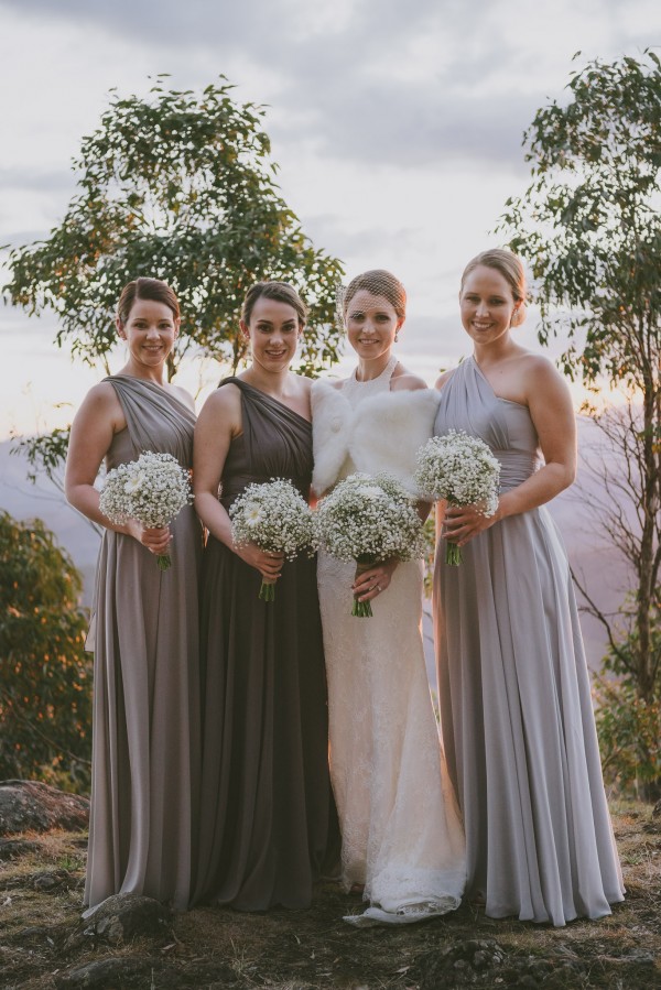 canyon rose wedding color inspiration ides with bridesmaid dresses