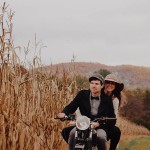 Vintage Americana-Inspired Motorcycle Engagement Photos