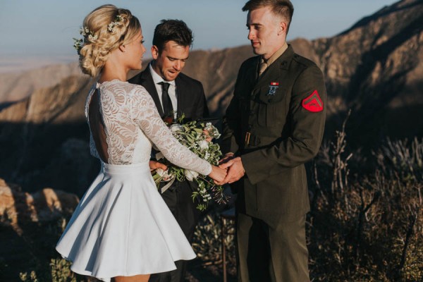 Vintage-Inspired Bride-Marine-Corps-Groom-Said-I-Do-Along-Pacific-Crest-Trail-33