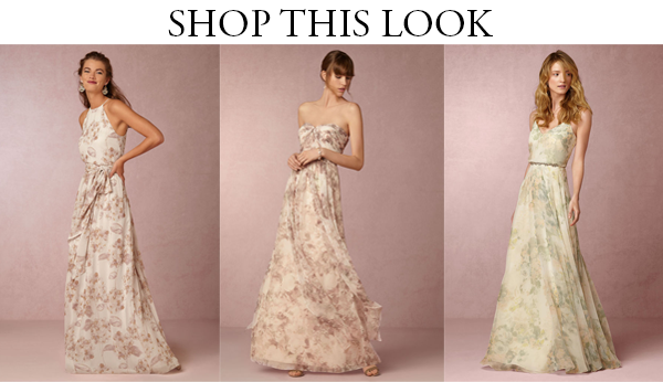 BHLDN floral bridesmaid gowns