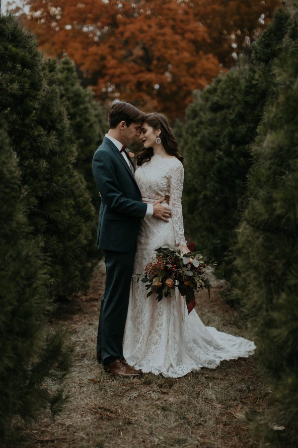 Charming Christmas Tree Farm Wedding Inspiration