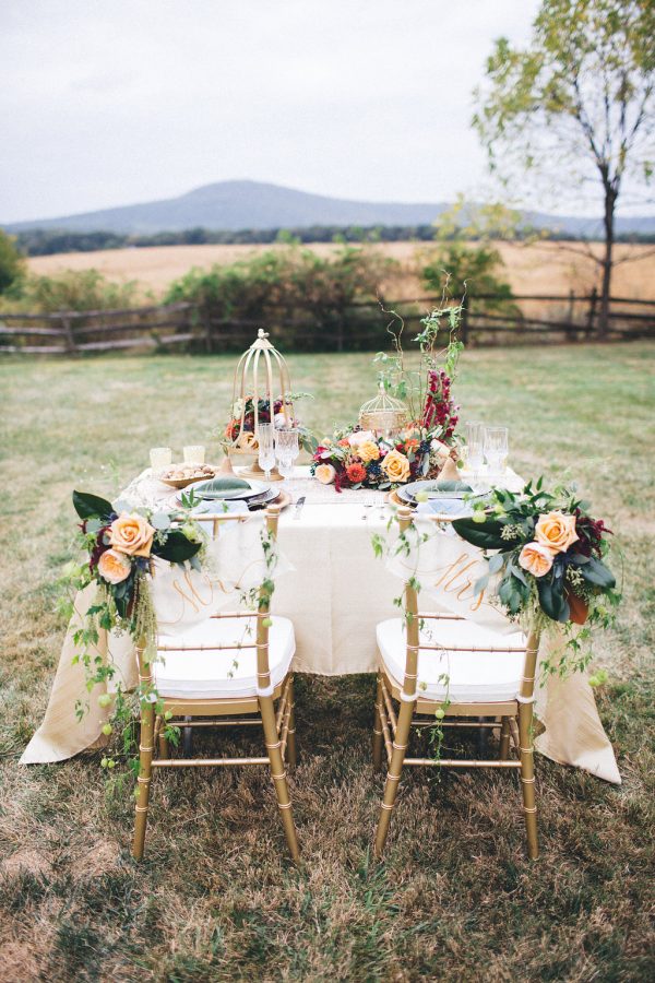 fall wedding sweetheart table