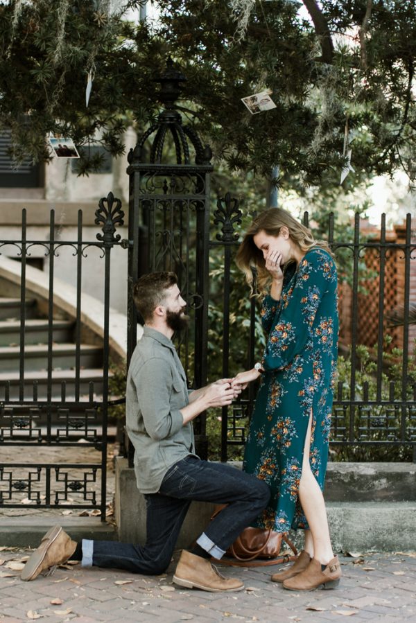 Sweet Surprise Proposal and Engagement Session in Savannah, Georgia