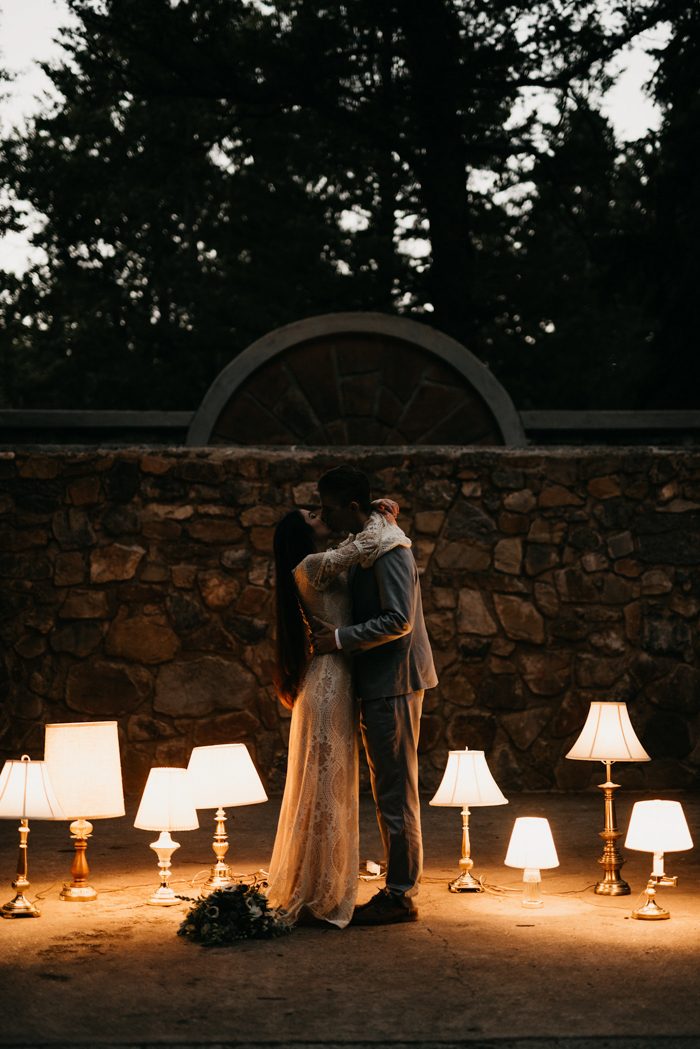 Looking for Unique Wedding Inspiration" You Have to See This Lamp Lit Ceremony at Theatre In The Pines