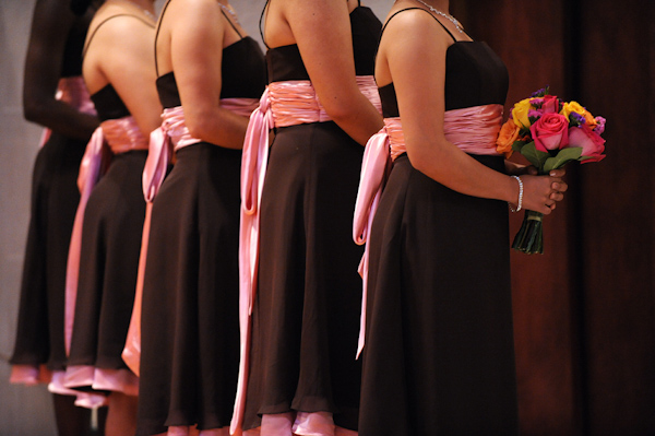 pink and brown bridesmaid dresses