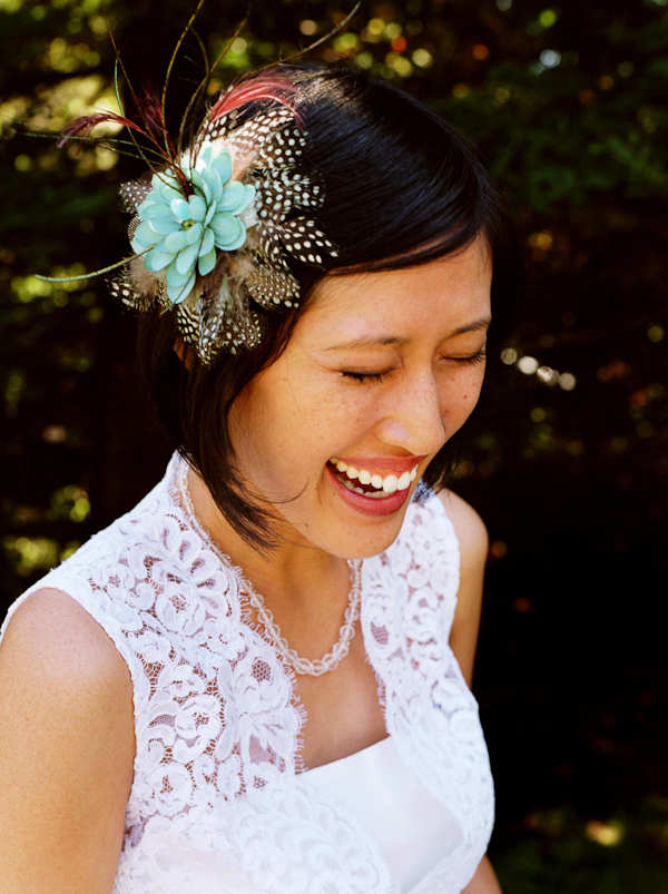 Beautiful Bride With Brown And Aqua Feather Hair Piece Photo By