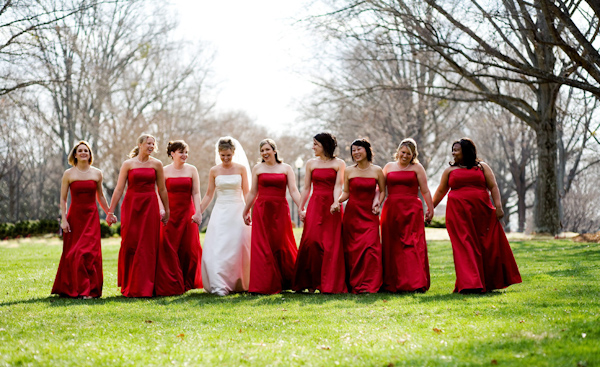 red silk bridesmaid dresses