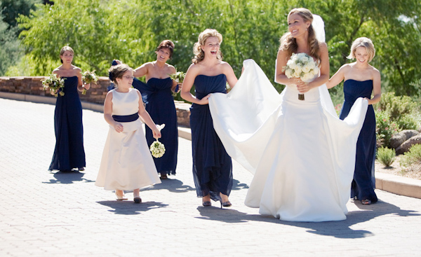 Navy Blue Chiffon Bridesmaids Dresses Wedding Photo By Melissa
