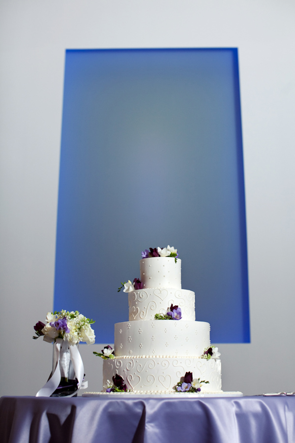 White Wedding Cake With Blue Flowers Photo By Melissa Jill