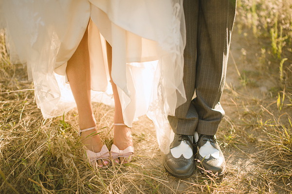 Stylish, vintage-inspired bride and groom  shoes - Photo by Nordica Photography