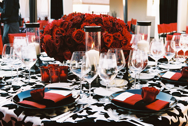 red wedding reception decorations
