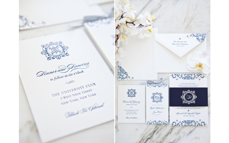 modern blue and white calligraphy wedding invitation suite by East Six - Photos by Junebug Weddings from Junebug Weddings Workshop