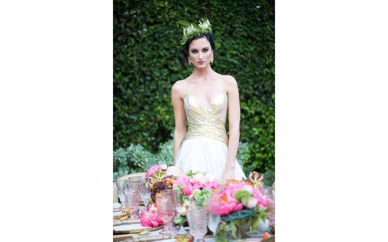 whimsical bride in gold 