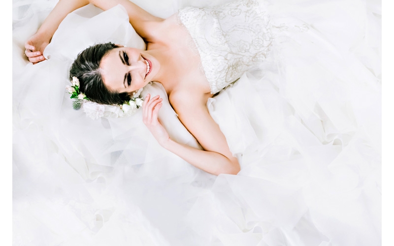white and gold lace strapless wedding gown by RMine Bespoke - Photo by  Chelsea Patricia Photography
