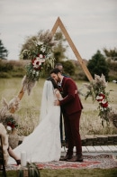 This Red And Sage Backyard Wedding Had A Special Fire Ceremony