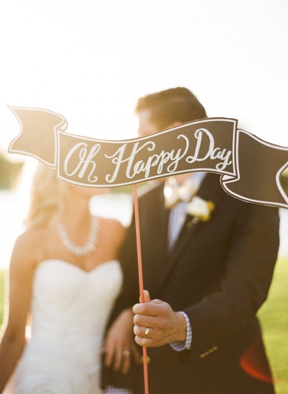 Oh Happy Day signage at wedding, photo by Taylor Lord Photography