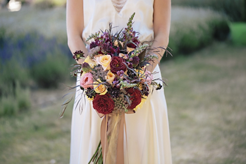 dark red and purple bridal bouquet, photo by Jennifer Ballard Photography