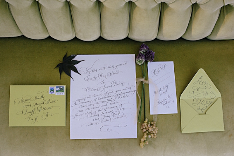 calligraphed wedding invitation suite, photo by Jennifer Ballard Photography