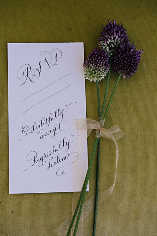 calligraphed rsvp card, photo by Jennifer Ballard Photography