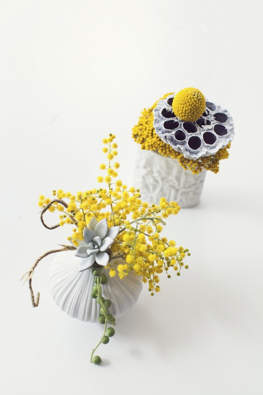 yellow and gray florals, photo by Studio Uma