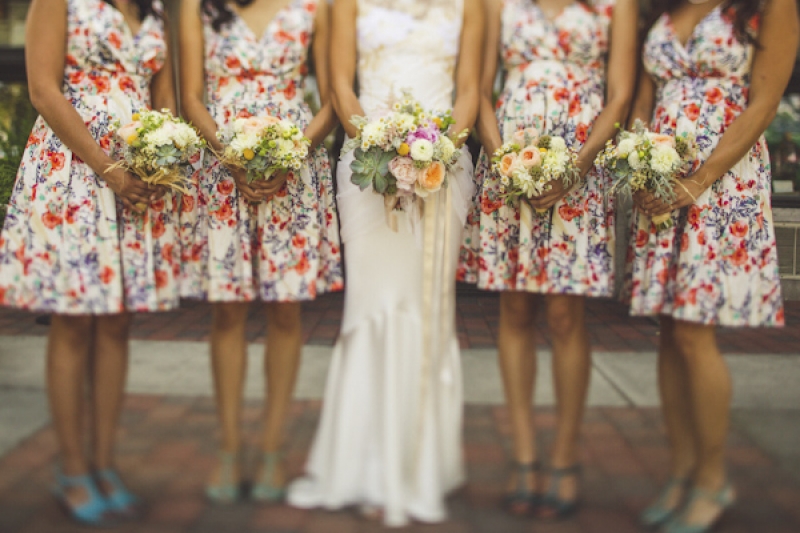 flower print bridesmaid dresses, photo by Jeff Newsom