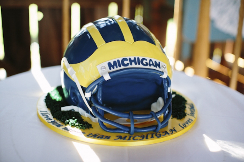 football helmet groom's cake, photo by Dan Stewart Photography