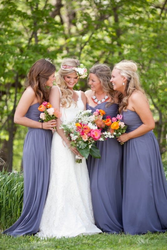long blue bridesmaids dresses