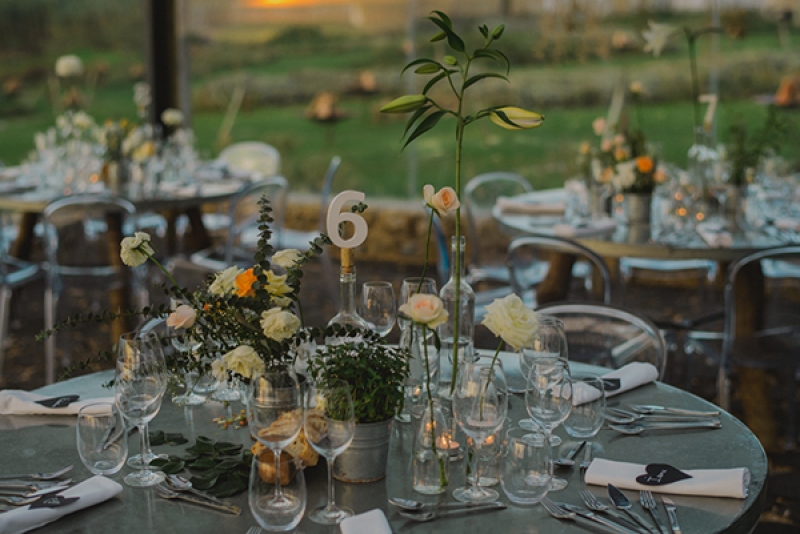 natural industrial outdoor wedding Portugal coral black gold ghost chairs